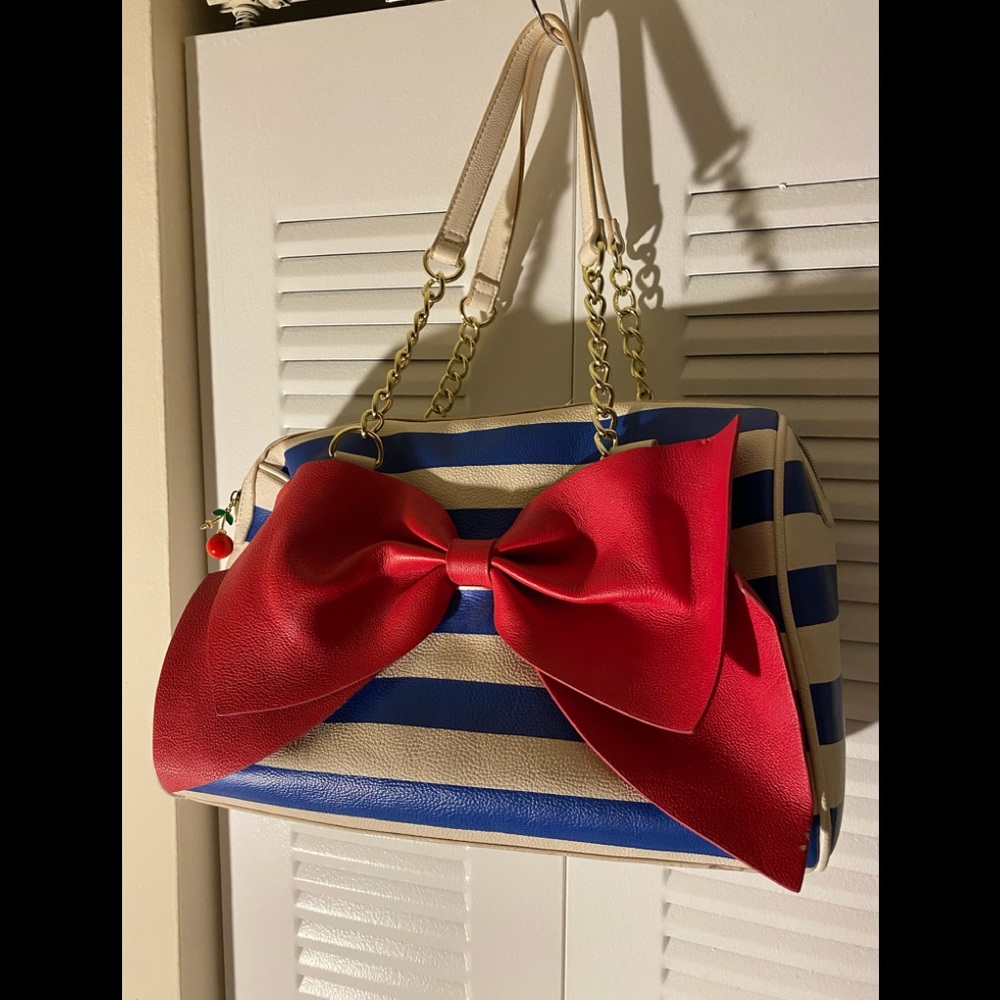 Betsey Johnson striped bow bag